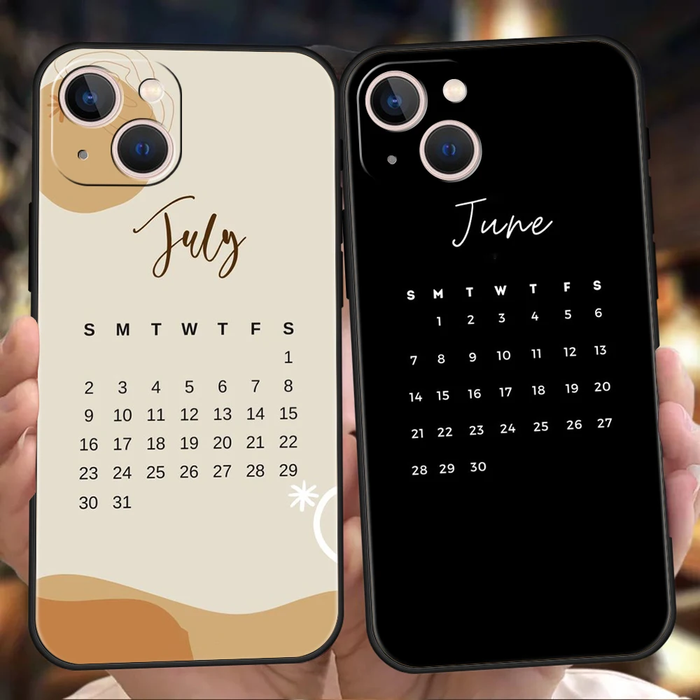 2023 Calendar Phone Case Cover for iPhone 16 15 14 13 12 11 Pro Max XR XS Max 7 8 Plus Shockproof Silicone Soft Shell Capa Bag