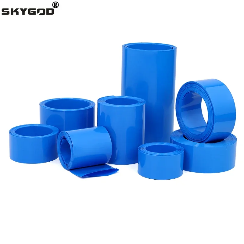 1~20m 18650 Lipo Battery PVC Heat Shrink Tube Pack Blue 7mm~155mm Cable Sleeve Lithium Insulated Film Wrap Case Protection