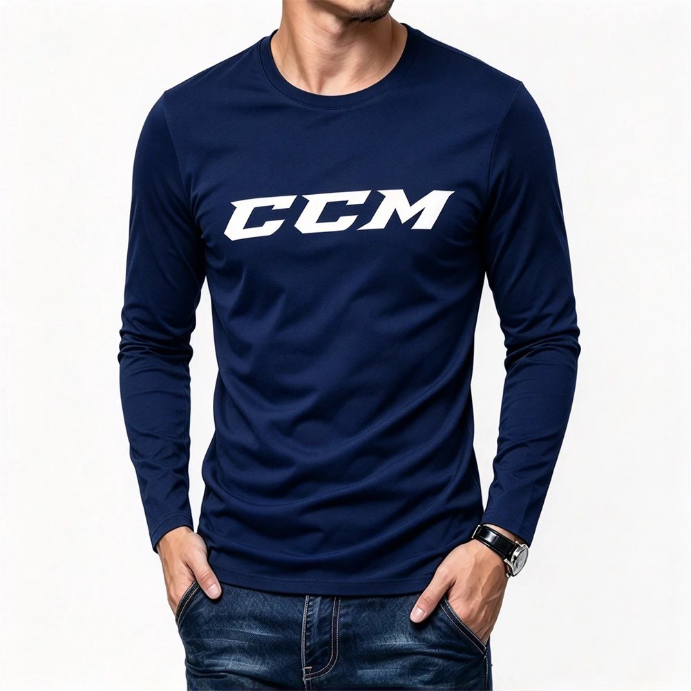 Funny Letter Print Men's Long Sleeve T-shirt Autumn Casual O-neck Loose Cotton Tops Outdoor Running Sports Tees Fashion Clothing