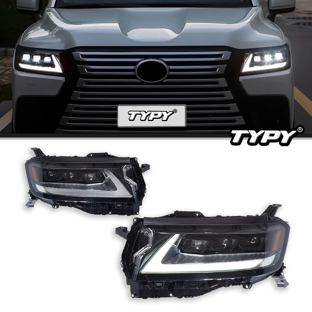 

Автомобильные фары TYPY для Toyota Land Cruiser LC300 2022-2023, фара, светодиодный проектор, дневные ходовые огни, автоаксессуары