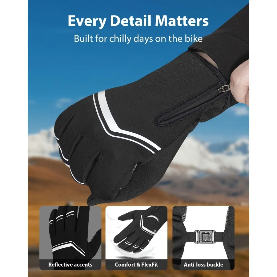 قفازات ركوب الدراجات الشتوية للرجال والنساء، قفازات ركوب الدراجات الباردة المتوافقة مع قبضة معززة وات