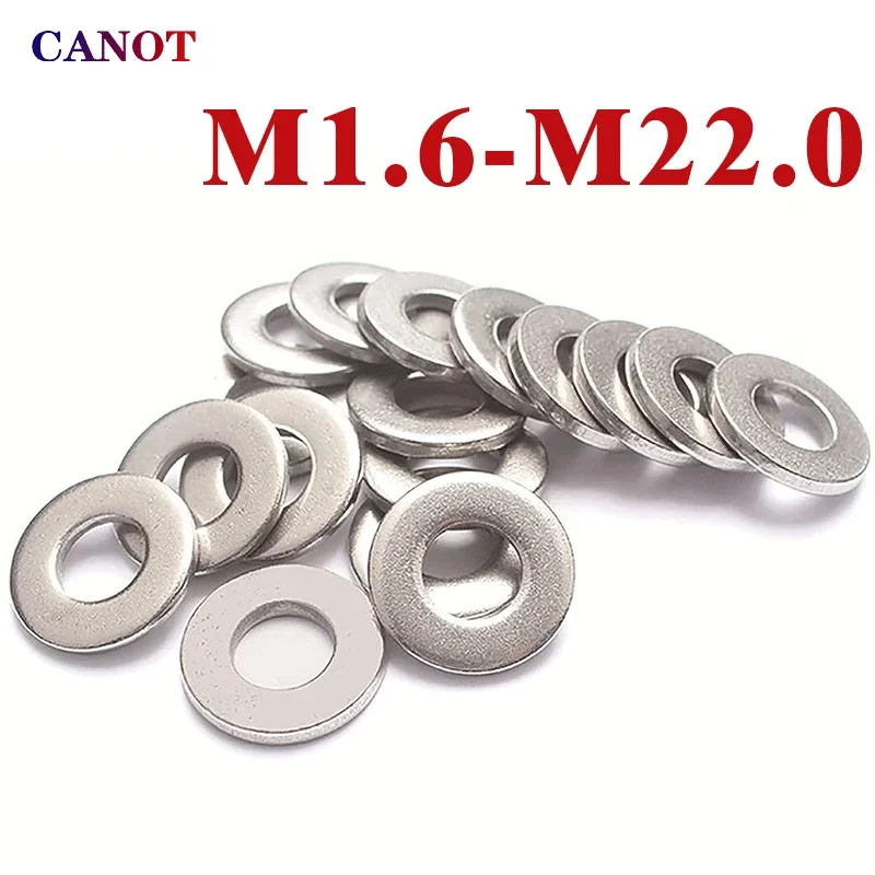 M1.6/ M2/ M2.5/ M3/ M4/ M5/ M6/ M8-M22 Large Flat Washer 304 Stainless Steel Big Metal Gasket Meson Plain Washers Din9021