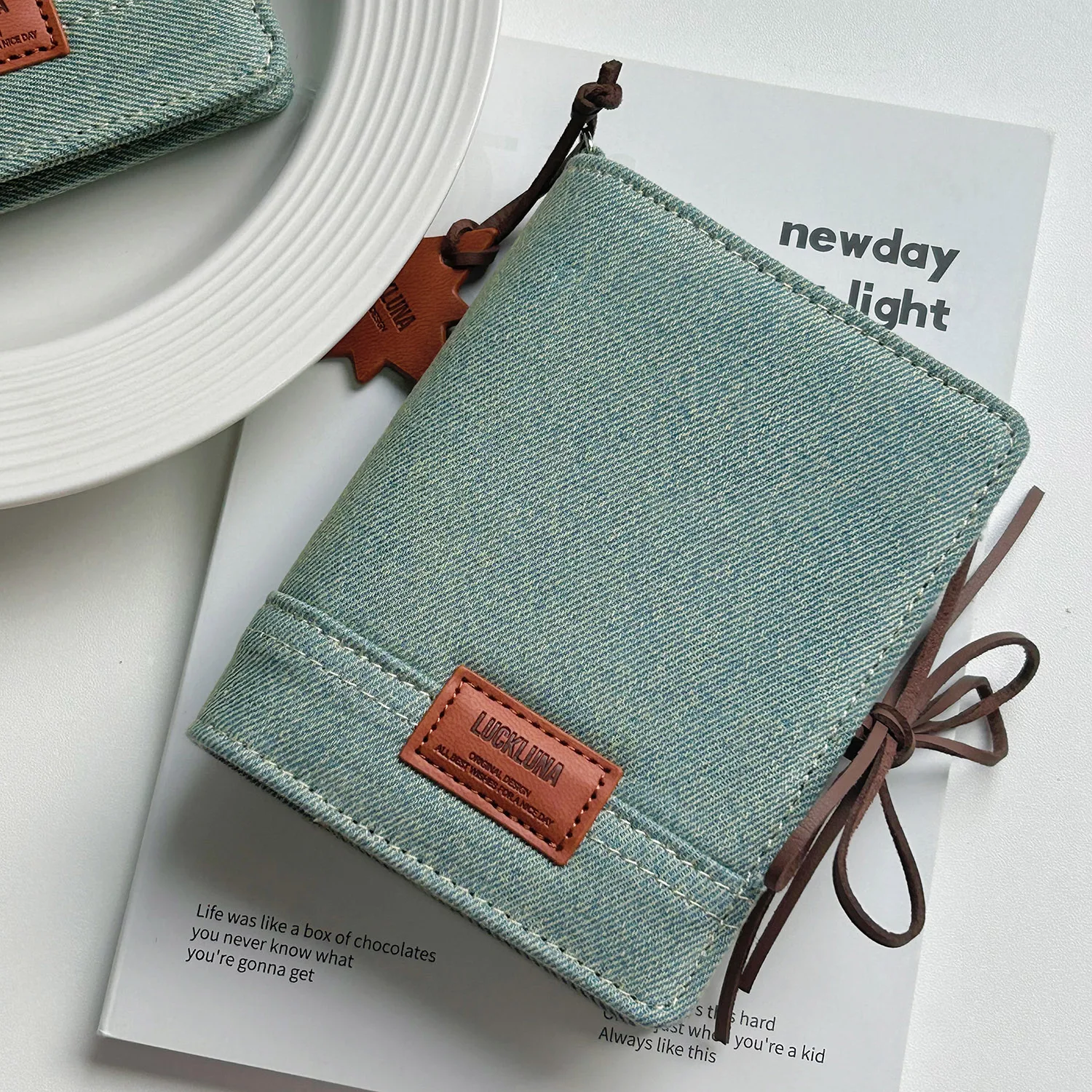 M5 A8 A7 Green Jean Fabric Loose Leaf Binder Journal Notebook Diary Cover Ring Planners Organizer Easy Carrying Agenda