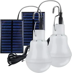 Bombilla LED Solar impermeable para exteriores, lámpara colgante de emergencia alimentada por luz Solar, portátil, potente para casa interior, 5V, carga USB