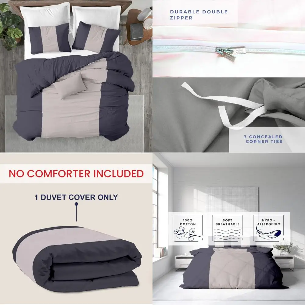 

100% Egyptian Cotton 600 Thread Count Queen Size Duvet Cover - Ultra Soft Sateen Premium Comforter Cover for Luxury Sleep