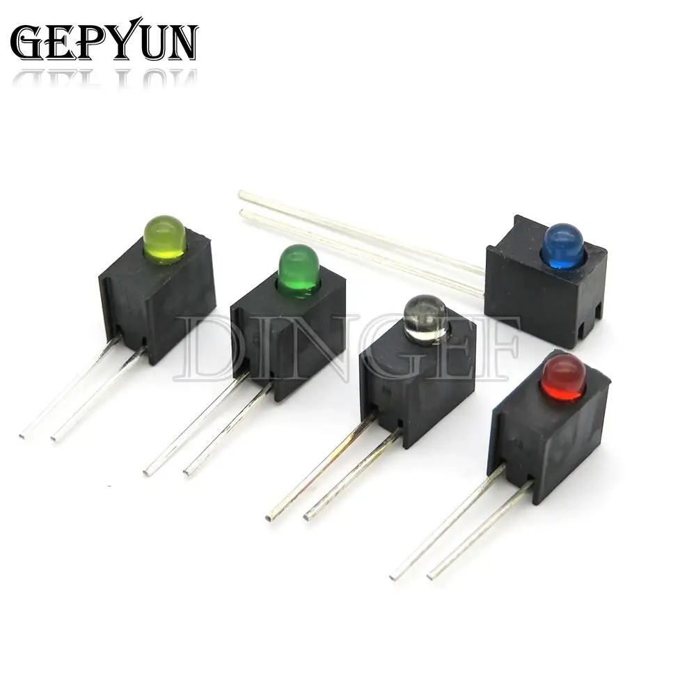 10PCS 3mm led luminous lamp with holder 90 degree bent foot  LED light-emitting lamp