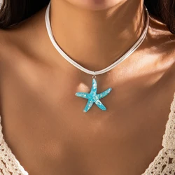 y2k Large Resin Starfish Pendant Necklace for Women Trendy Summer Beach Vacation Jewelry on Neck 2023 Fashion Accessories Female