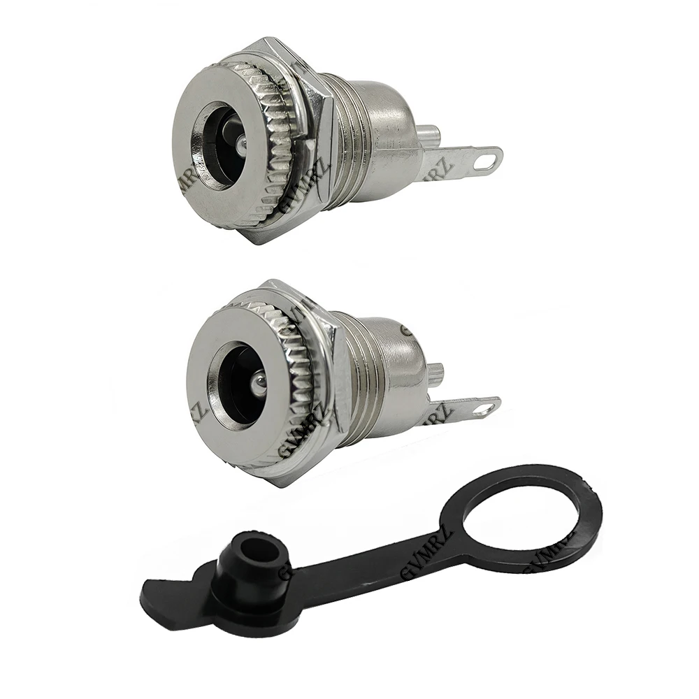 5PCS/LOT DC099 5.5 mm x 2.1mm 5.5X2.5mm  DC Power Jack Socket Female Panel Mount Connector Metal  5.5*2.1 DC-099 Open Hole 11MM