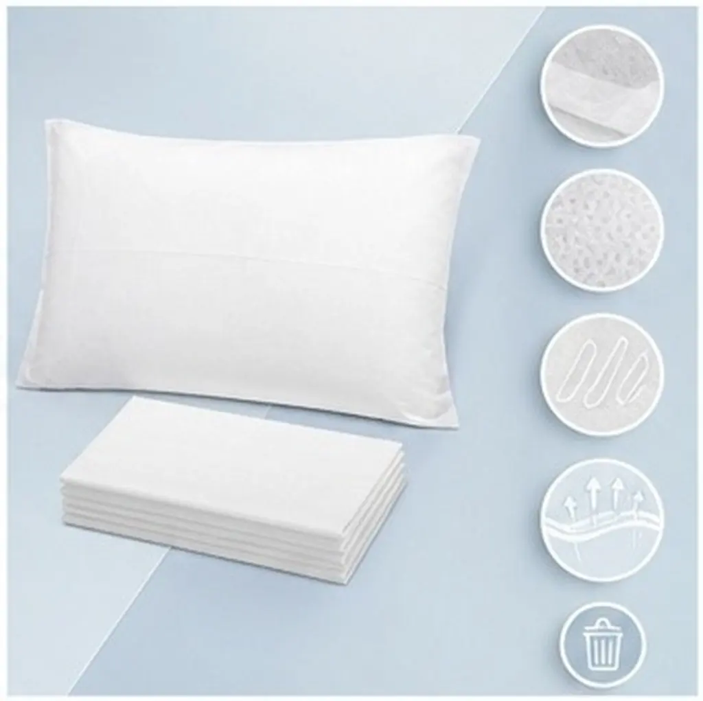 20pcs Disposable Non-Woven Pillow Cases for Travel & Hotel – Lightweight Bulk Pack