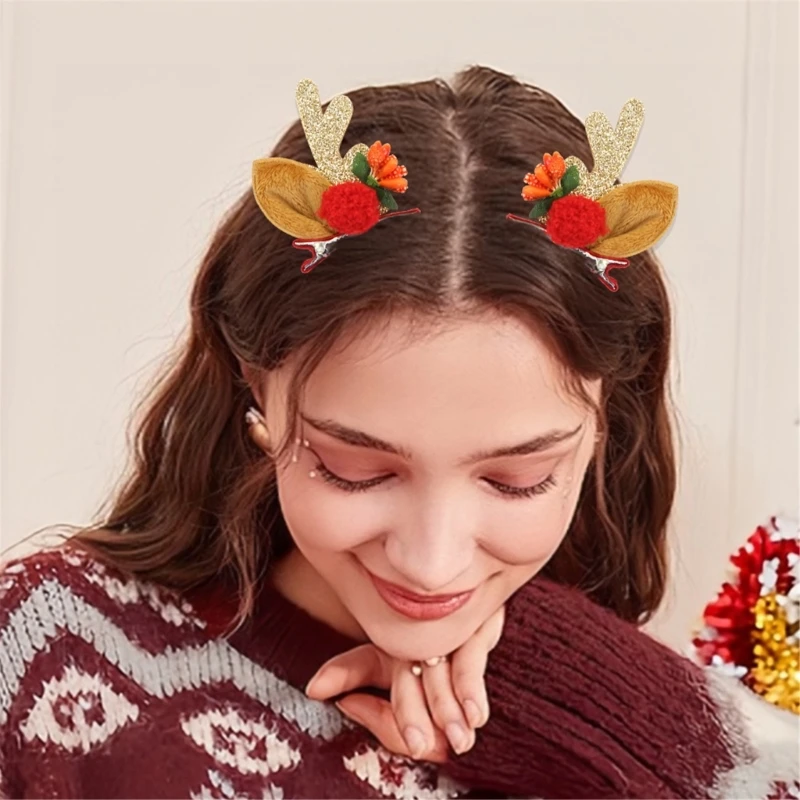 2pack Women's Christmas Barrettes Christmas Celebration Decoration Hair Clip