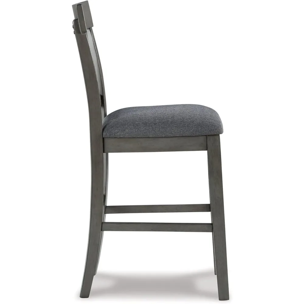 Hallanden Modern Farmhouse 25.75" Counter Height Upholstered Barstool, Set of 2, Dark Gray