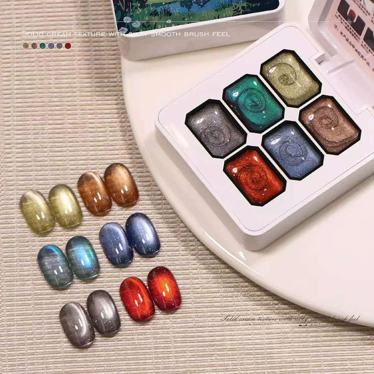 6 colori di vetro con perline di cristallo occhio di gatto gel magnetico smalto per unghie cristallo varnis semipermanente Soak Off smalto gel UV nail art fai da te