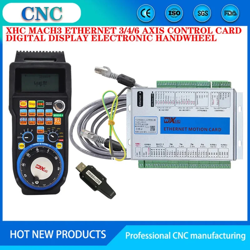 XHC Ethernet 3/4/6 Axis MACH3 CNC Kit Motion Control Card Frequency 2000KHZ Wireless Electronic Handwheel Digital Display MPG