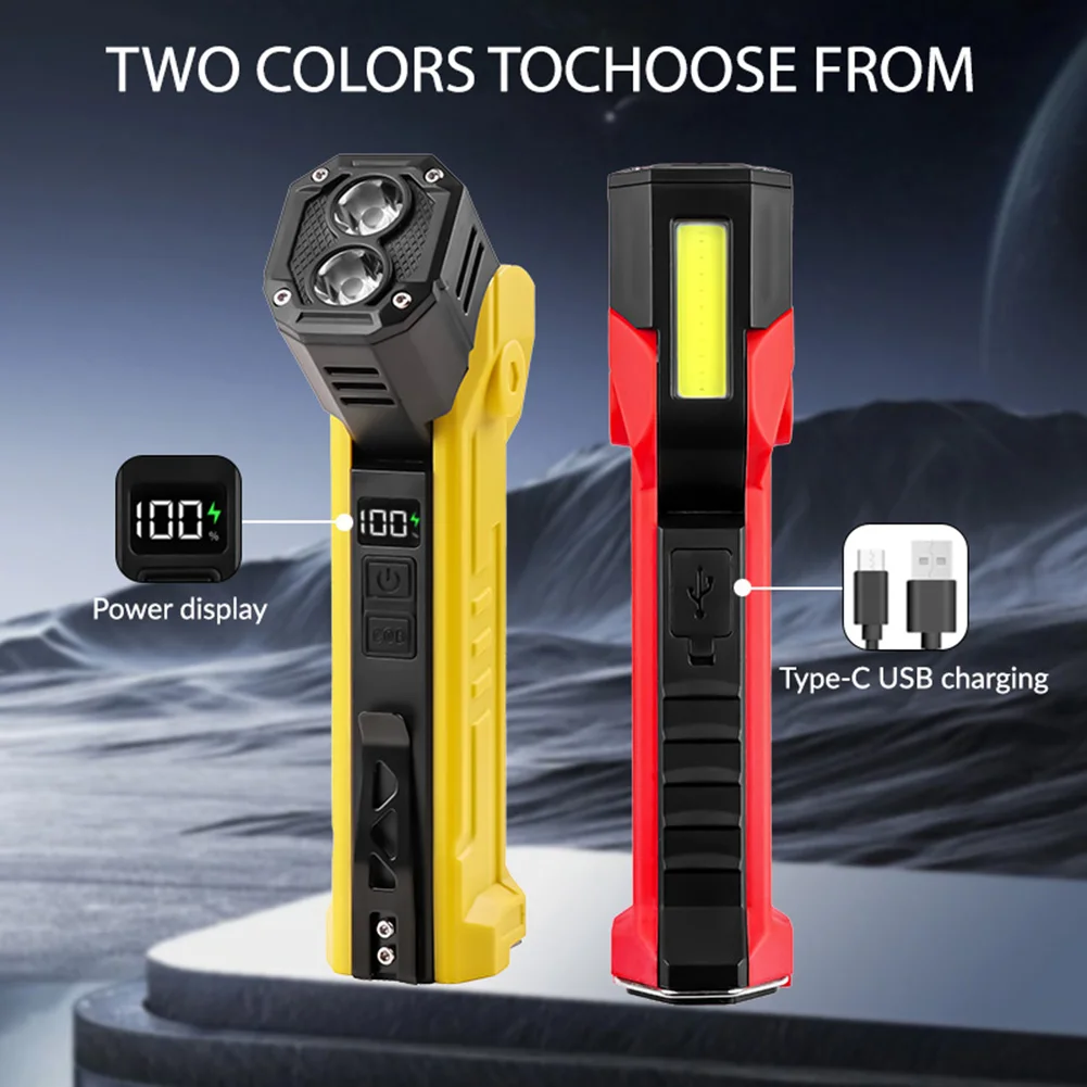 LED Work Lights 180° Rotate Flashlight with Power Banks Function Inspection Mechanic Light for Home Emergency