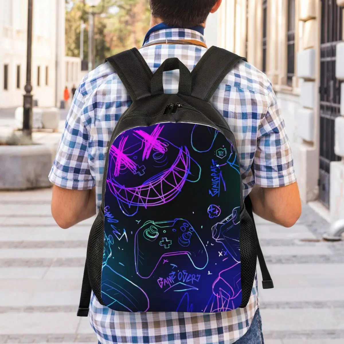 Custom Gamer Gaming Controller Button Backpacks for Women Men Water Resistant College School Video Game Lover Gift Bag Bookbag