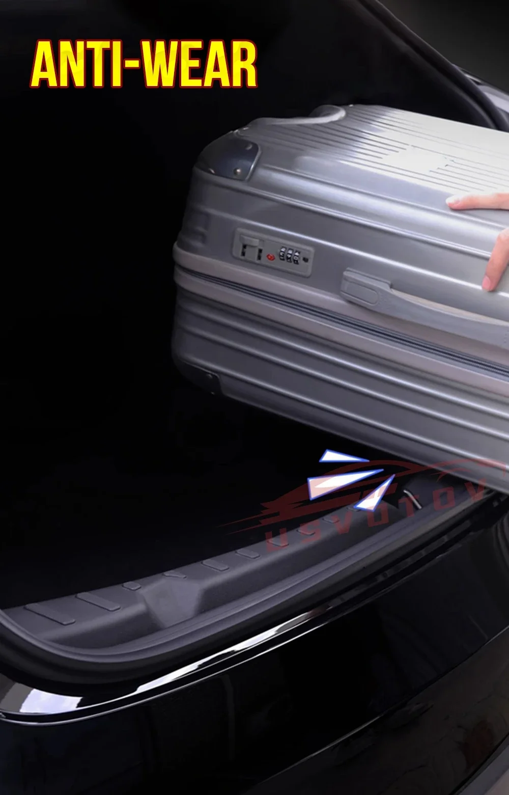 Kofferraumschutz Schwellerschutz für Tesla Model 3 2026-2024 Anti-Kratz-Matte Hintere Laderaum-Schwellenauflage Stoßfänger-Pad Seitenabdeckung Zubehör – Detail 4