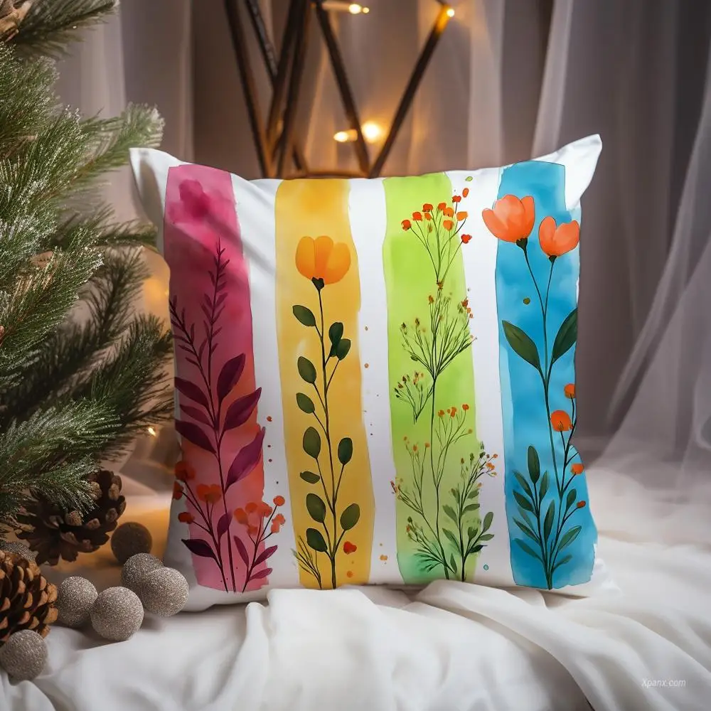 Floral Scrolls Cushion Cover Premium Comfort Reversible Pillow Cove -Two in One Design for Any Room & Car Interior