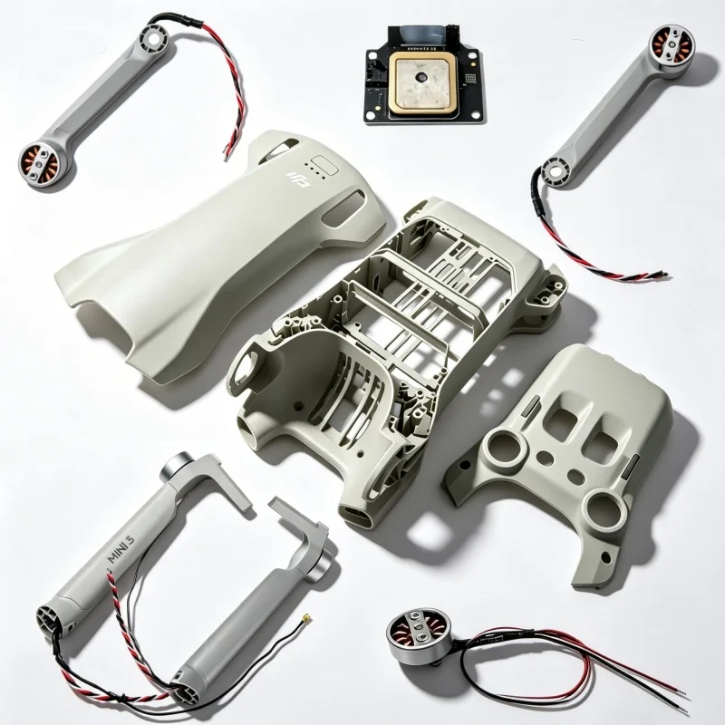 Original DJI Mini 3 Mittelrahmen, Mini 3 Obere Schale, Untere Abdeckung für DJI Mini 3 Vorder- und Hinterarm-Achsen-Ersatzteile, Motor