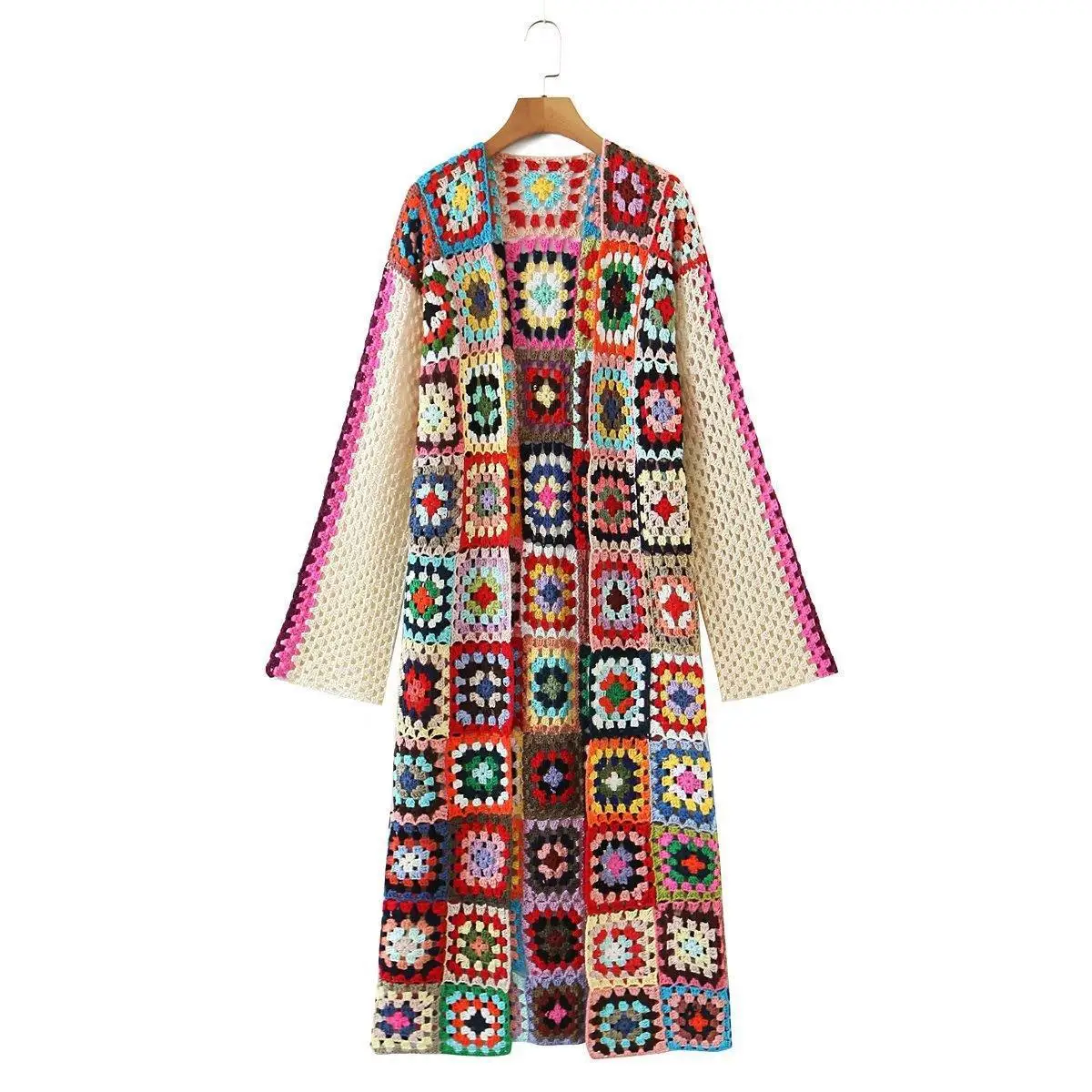 

TIYIHAILEY Free Shipping Vintage Knitting Long Coat Women Hand Made Chinese Style Outerwear Full Sleeve Patchwork Cardigan