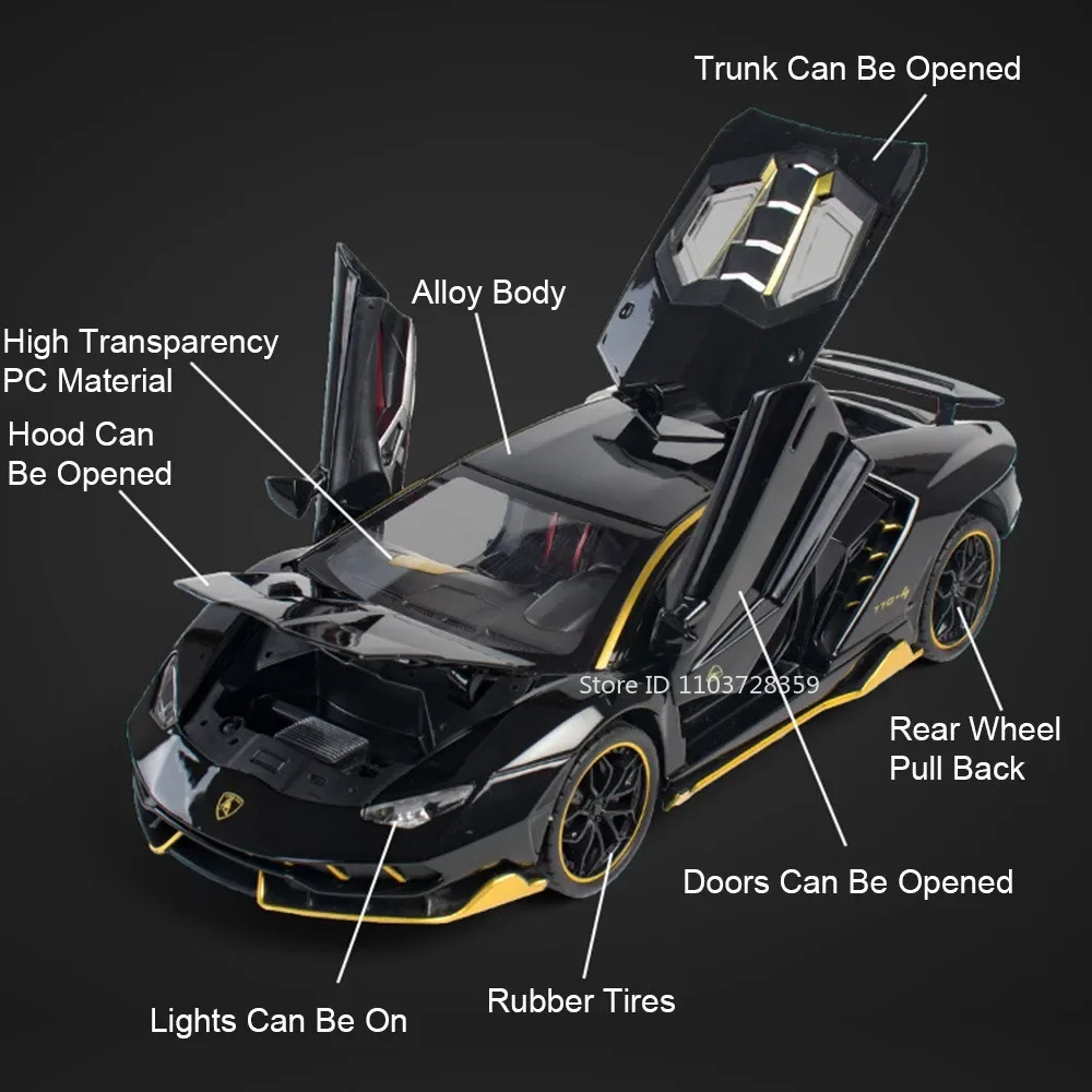 1:24 LP770 SVJ63 modèle de supercars en métal moulé sous pression Collection voiture de sport son lumière porte ouverte retirer Table de bureau ornement