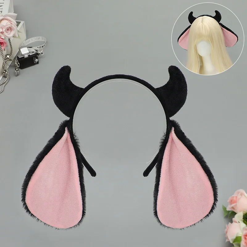 Lolita Plüsch Schaf Horn Lamm Ohr Stirnband Kawaii Kopfbedeckung Cosplay Niedlichen Tier Halloween Kostüme Requisiten Frau Haarband Geschenke – Detail 2