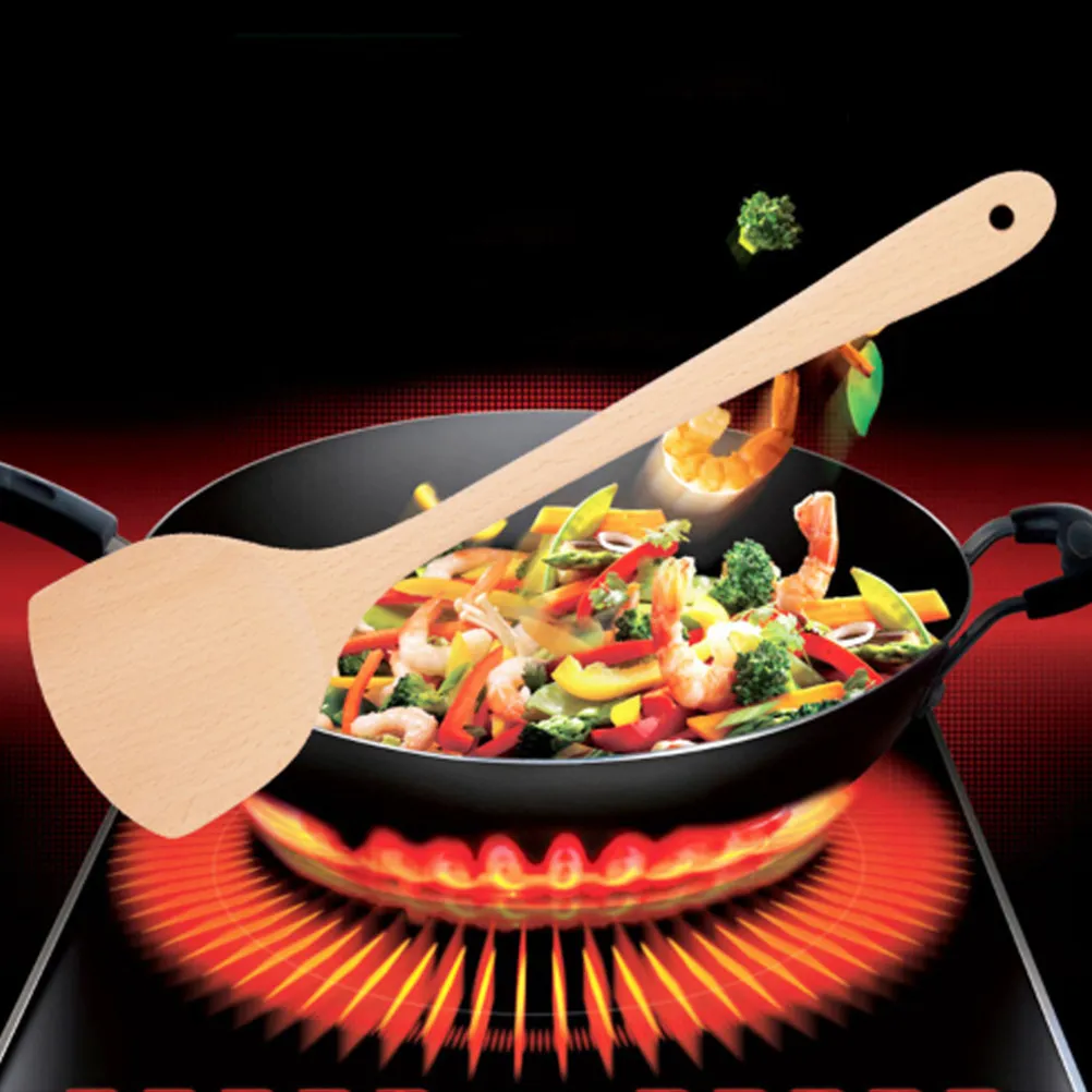 

4Pcs Beech Wood Cooking Utensils Set Natural Solid Wood Kitchen Shovel Spatula Stirring Tools Non-Stick Pan Wooden Spoon