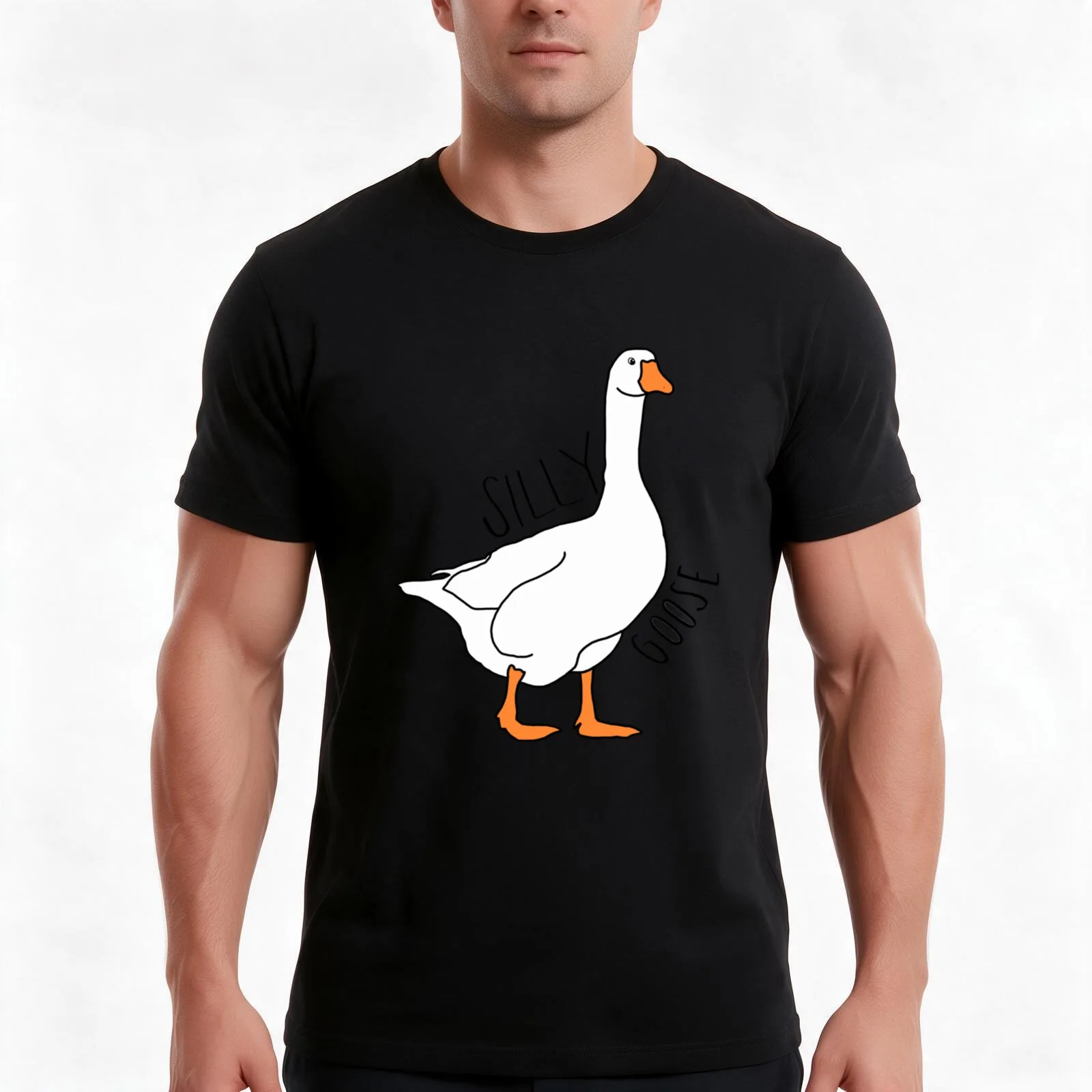 silly goose T-Shirt, Summer Casual Cotton Tee, Oversized Streetwear Tops, Vintage Graphic Print, Loose Fit Short Sleeve