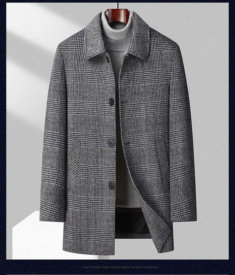 2026 new arrival winter removable down liner wool coat,mens fashion thicken warm parkas trench coat casual woolen jackets men