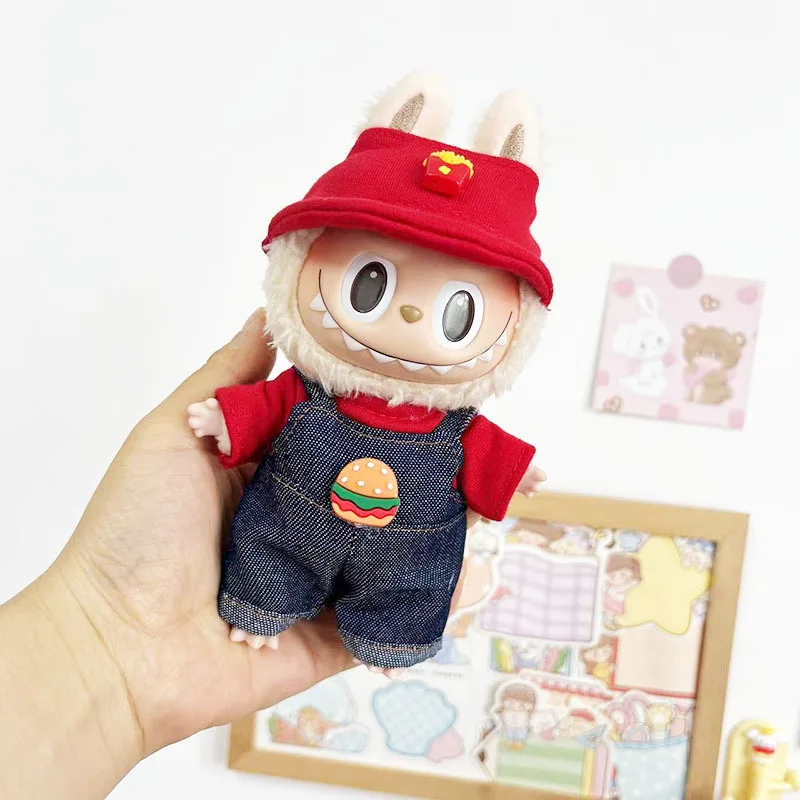 Cute Doll'S Clothes Hamburger Hoodie Accessories Plush Korea Kpop Exo Jumpsuit Clothing 17cm Labubu Idol Dolls Outfit Girls Gift
