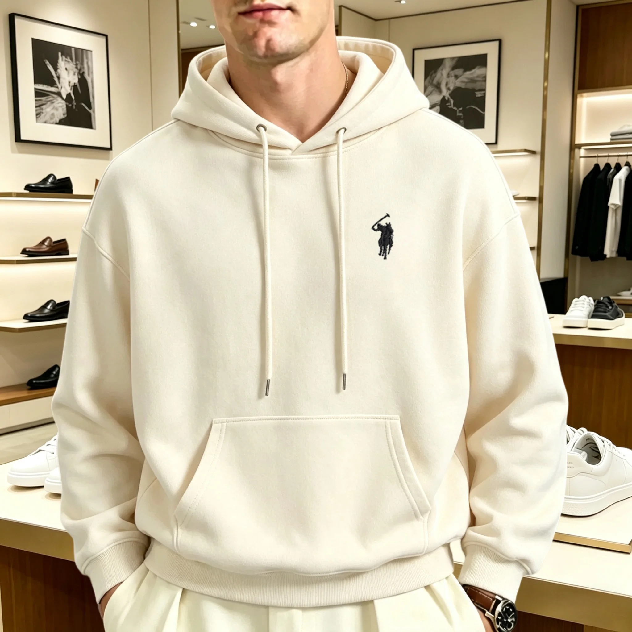 2026 heavyweight Korean style loose hooded sweatshirt men women long sleeved autumn high-end brand embroidered boutique pullover