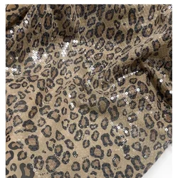 Sexy Leopard Print Pattern Fabric, Spring/Summer Dress Half Skirt Qipao Shirt Fabric, Graduation Design Sequin Fabric