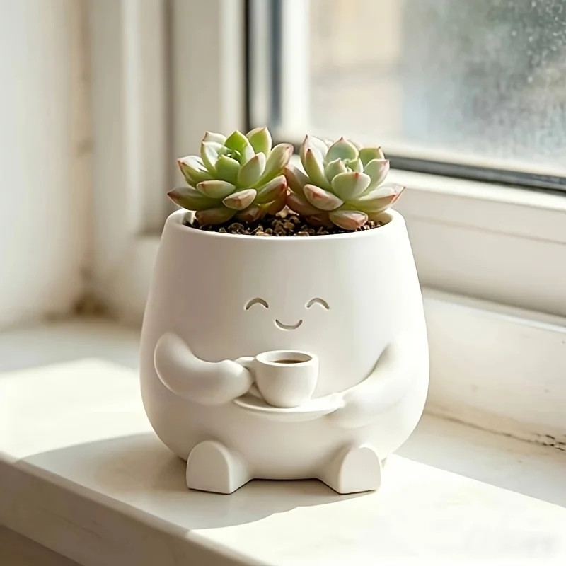 3/1 Piece Set of Smiley Face Flower Pots, Cute Succulent Plant Pots, Plants Not Included, Fun Flower Pots, Mini Indoor Plant Pots, Home Office Desk Decoration Gifts, Gardening Gifts, Home Decor, Halloween and Christmas