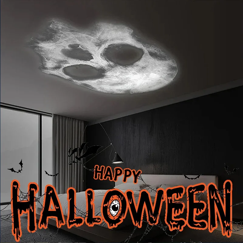 Halloween usb projetor luz crânio nightlight fantasma lâmpada led 360 graus de rotação comutável padrão design ambiente escuro & noturno