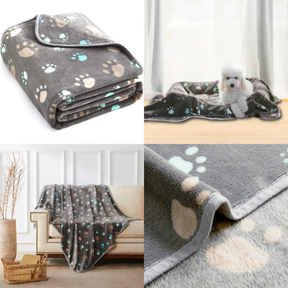 Cobertor de flanela felpuda super macio e premium para cães de estimação, cobertor fofo lavável com design de estampa fofa para cachorrinhos de gato e gatinho