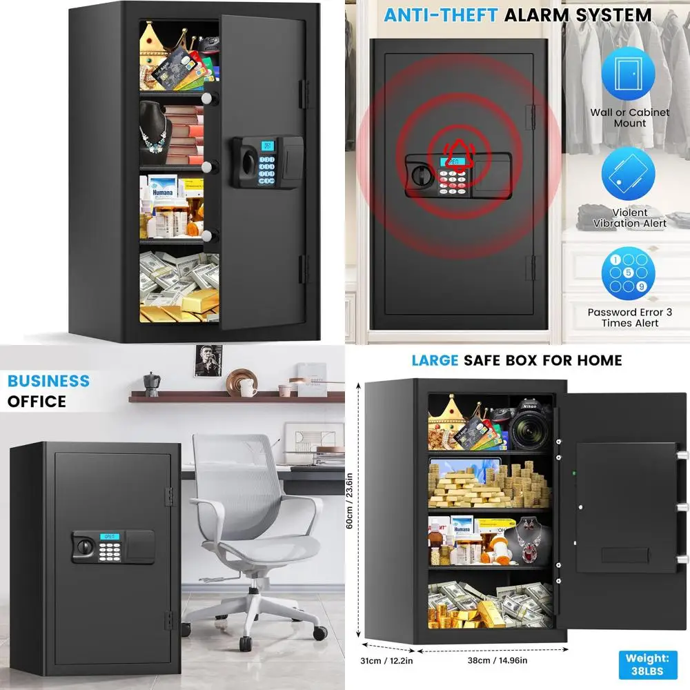 

Надежный домашний сейф с цифровым замком, сигнализацией и съемными полками для документов и ценных вещей