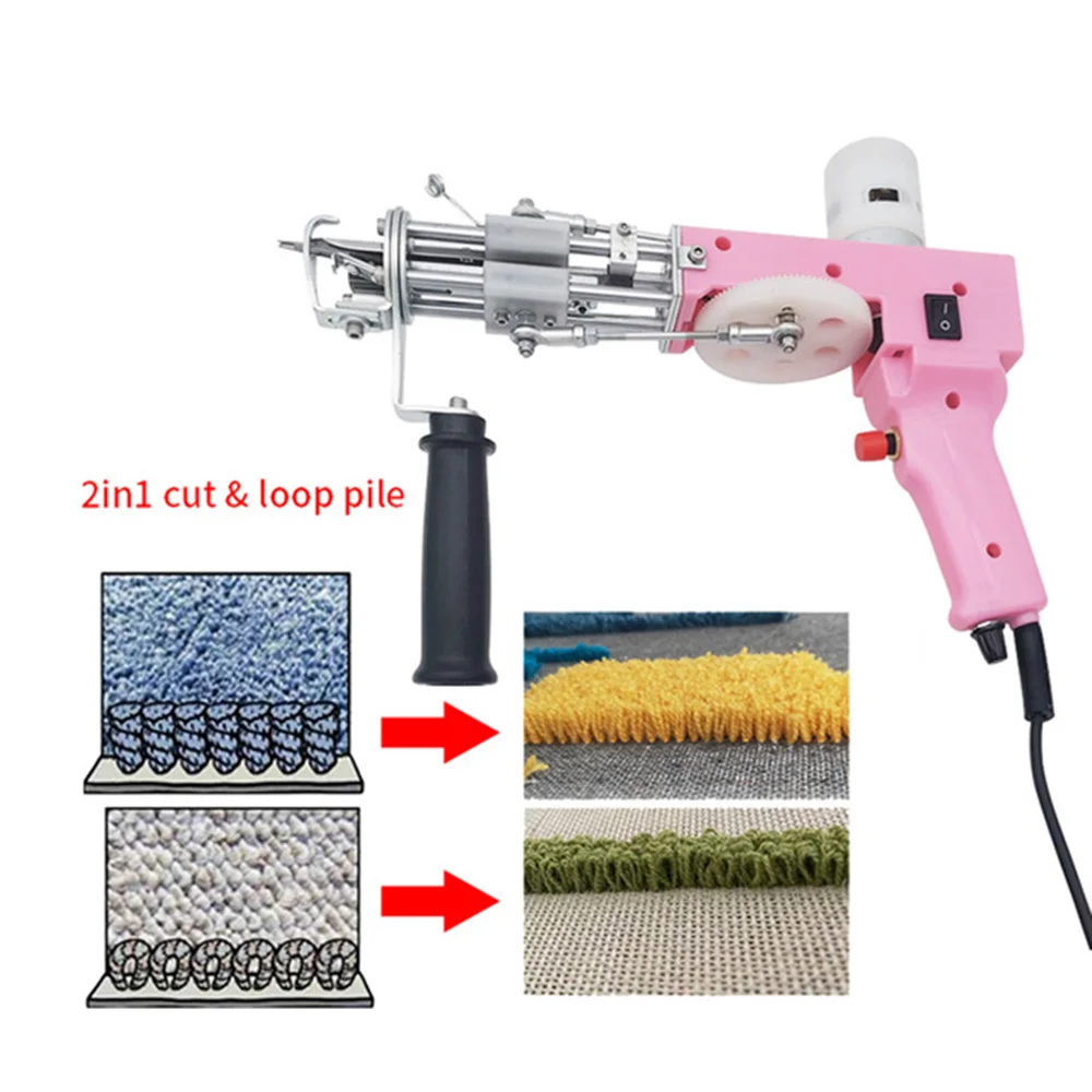 Pistola De Tufting eléctrica 2 en 1, 100-240V, para tejer alfombras, máquina De flocado