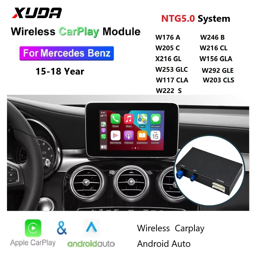 XUDA Wireless Apple CarPlay Module for Mercedes C GLC S Class W205 W253 NTG5.0 System, Android Auto Box Car Play Interface