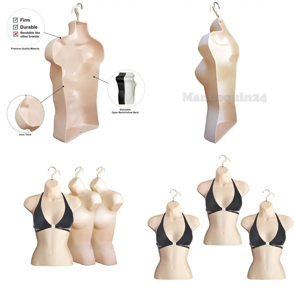 

Stackable Hollow Back Mannequin for T-Shirts, Counter Display, and Photo Shoots, S-M Size Set of 3