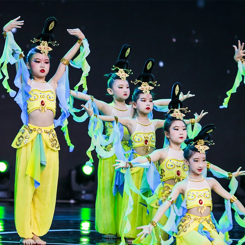 

Girls Dunhuang dance performance costume ethnic children's classical dance rebound lute performance costume