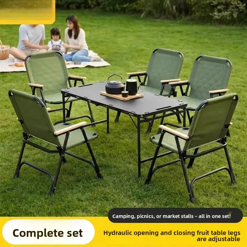 Multifunctional IGT Tactical Folding Table Hydraulic Height Adjustable Portable Outdoor Camping Car Travel Full Gear Set