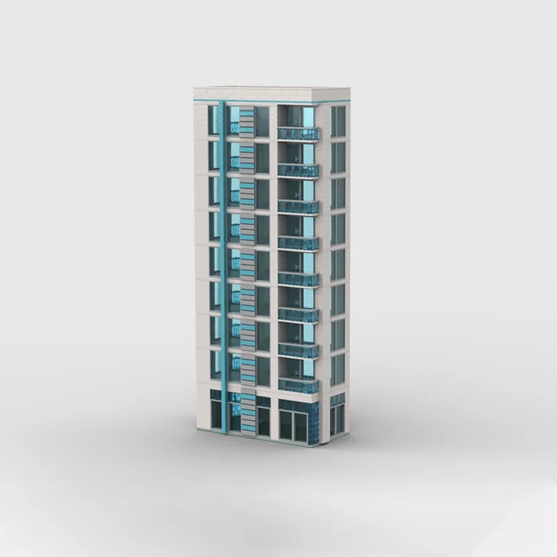 1575 قطعة MOC الأزرق والأبيض ناطحة السحاب مدينة نموذج اللبنات البناء تجميع هدايا عيد الميلاد لتقوم بها بنفسك لعبة التعليم الاطفال #2