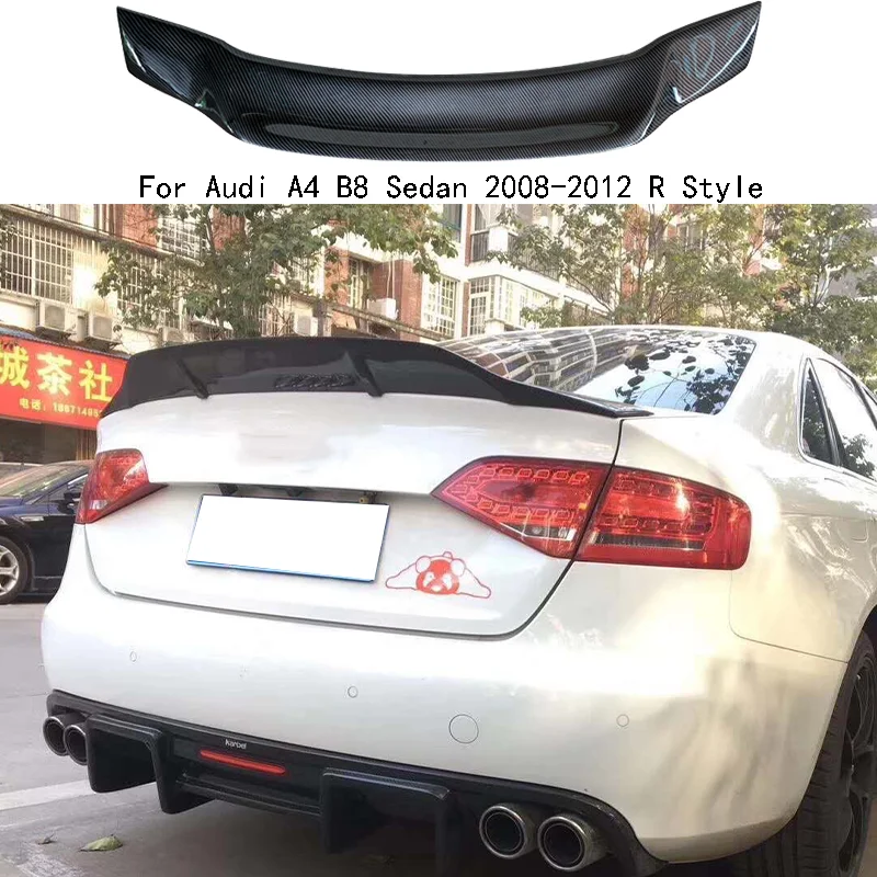 

Trunk Spoiler Carbon Fiber FRP Rear Wing Type R Spoiler For Audi A4 B8 Sedan 2008-2012 R Style