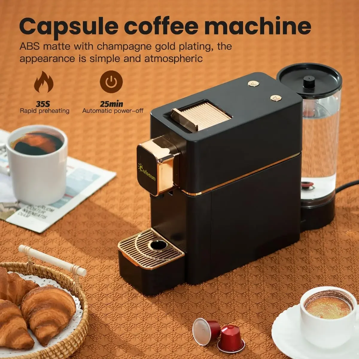 FirmHome StoreMini Espresso Machine For Capsules, Single Serve Espresso Maker, Compatible With Nespresso Original, Black