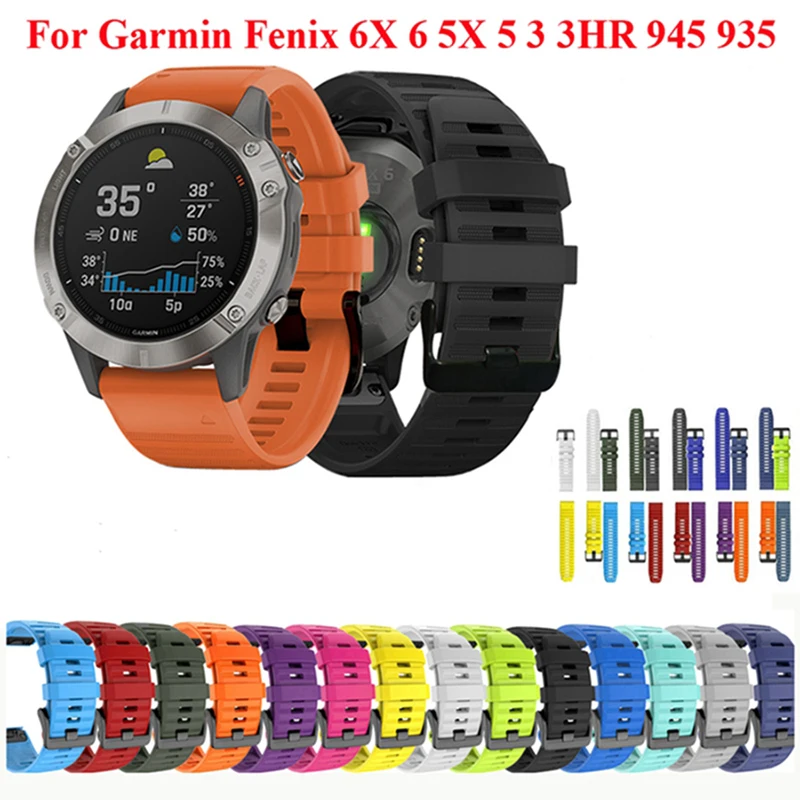 26 22mm Watchband For Garmin Fenix 6 6X Pro 5 5X Plus 3HR Silicone Band Fenix 6 Fenix 5 Watch Quick Release Easyfit Wrist Strap