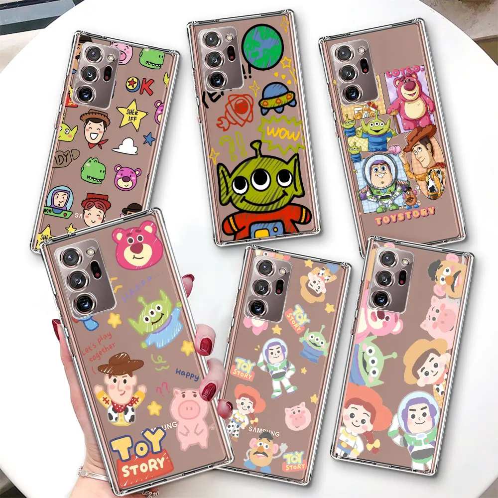 Transparent Case for Samsung Galaxy Note 20 Ultra 5G 10 Plus 8 9 TPU Soft Phone Cover 10 Lite M52 J4 J6 Disney Cartoon Toy Story