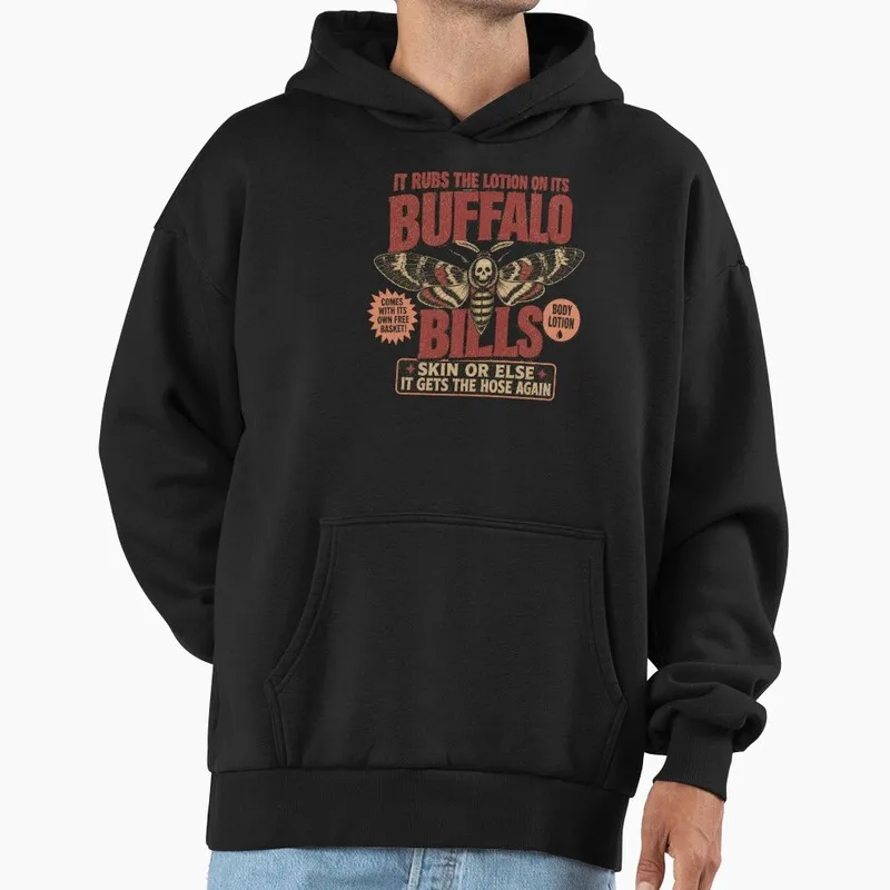 The Silence of the Lambs Horror Movie Graphic Fleece Pullover Hoodie Buffalo Bills Body Lotion Death's Head Moth Halloween Gift