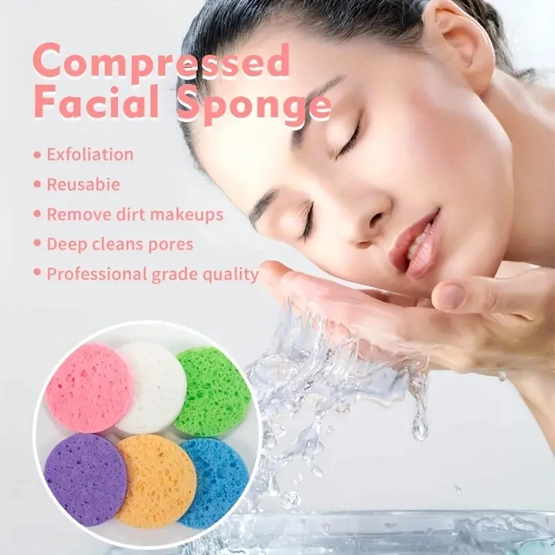 50 Stück weißer runder Schwamm für Gesichtsreinigung, Tiefenreinigung und Peeling