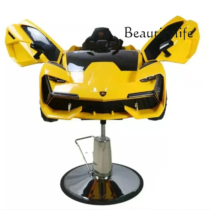 

French style Kids Barber Chair Hair Salon Stable, Cartoon Barber Car for Children Rotatable,Electric Chair with Music Safety Bel