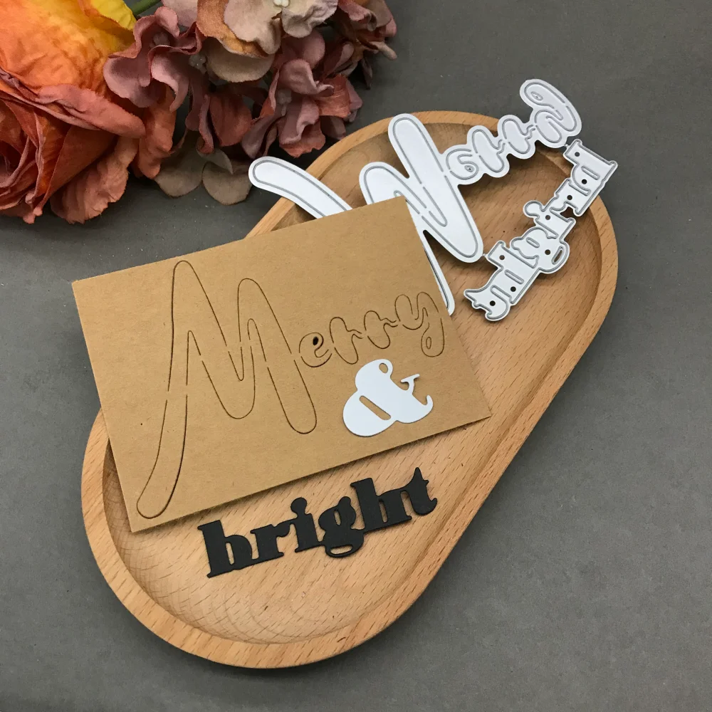 1pcs metal cutting dies cut die mold Merry words decoration Scrapbook paper craft blade punch stencils dies