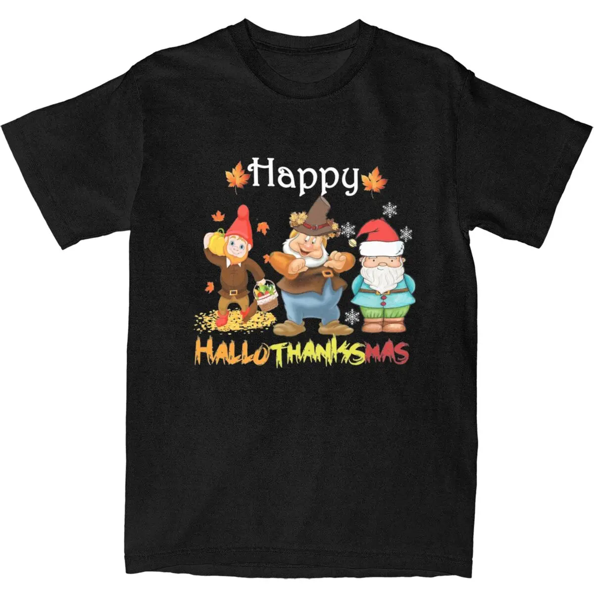 

Oversized T-Shirt Happy Thanksgiving Gnomes Cotton T Shirts Pumpkin With Autumn Falling Leaves Tshirt for Mens Short Sleeve Tees